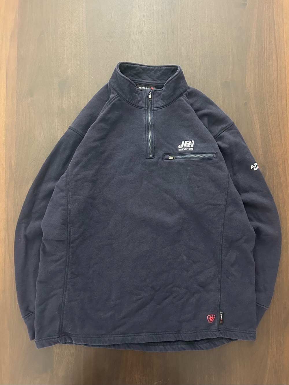 Ariat FR CAT 2 Rev Navy Blue‎ Quarter Zip Fleece Pullover Men's Size XL Workwear